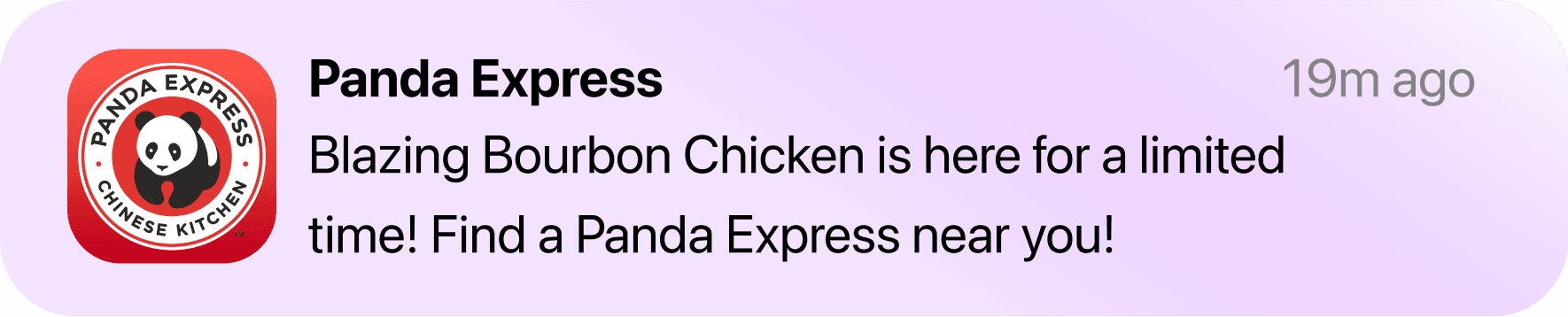 Panda Express notification banner