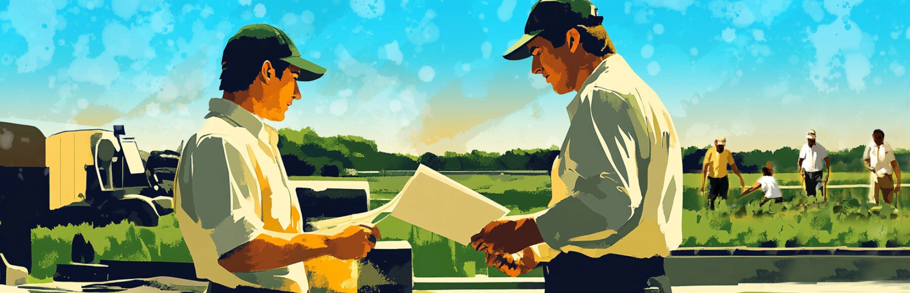 an H-2A agent helps a farmer in a field