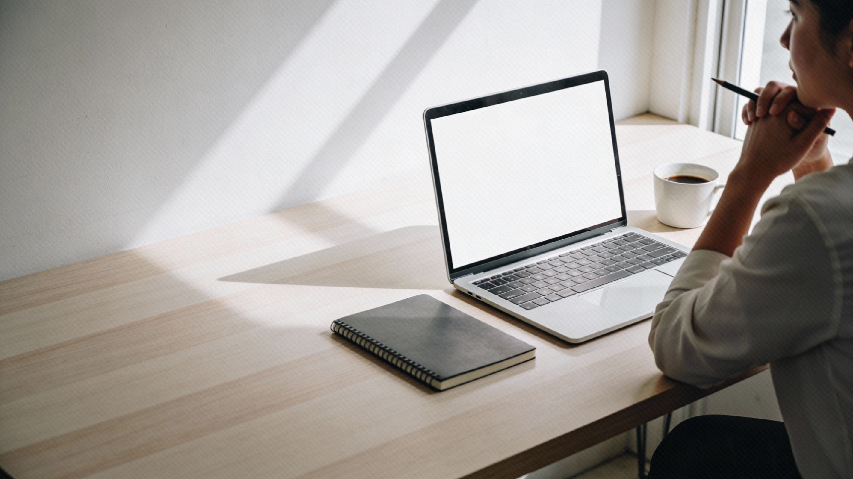 A woman sitting and thinking