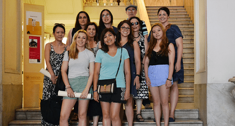 group photo of students in the hallway