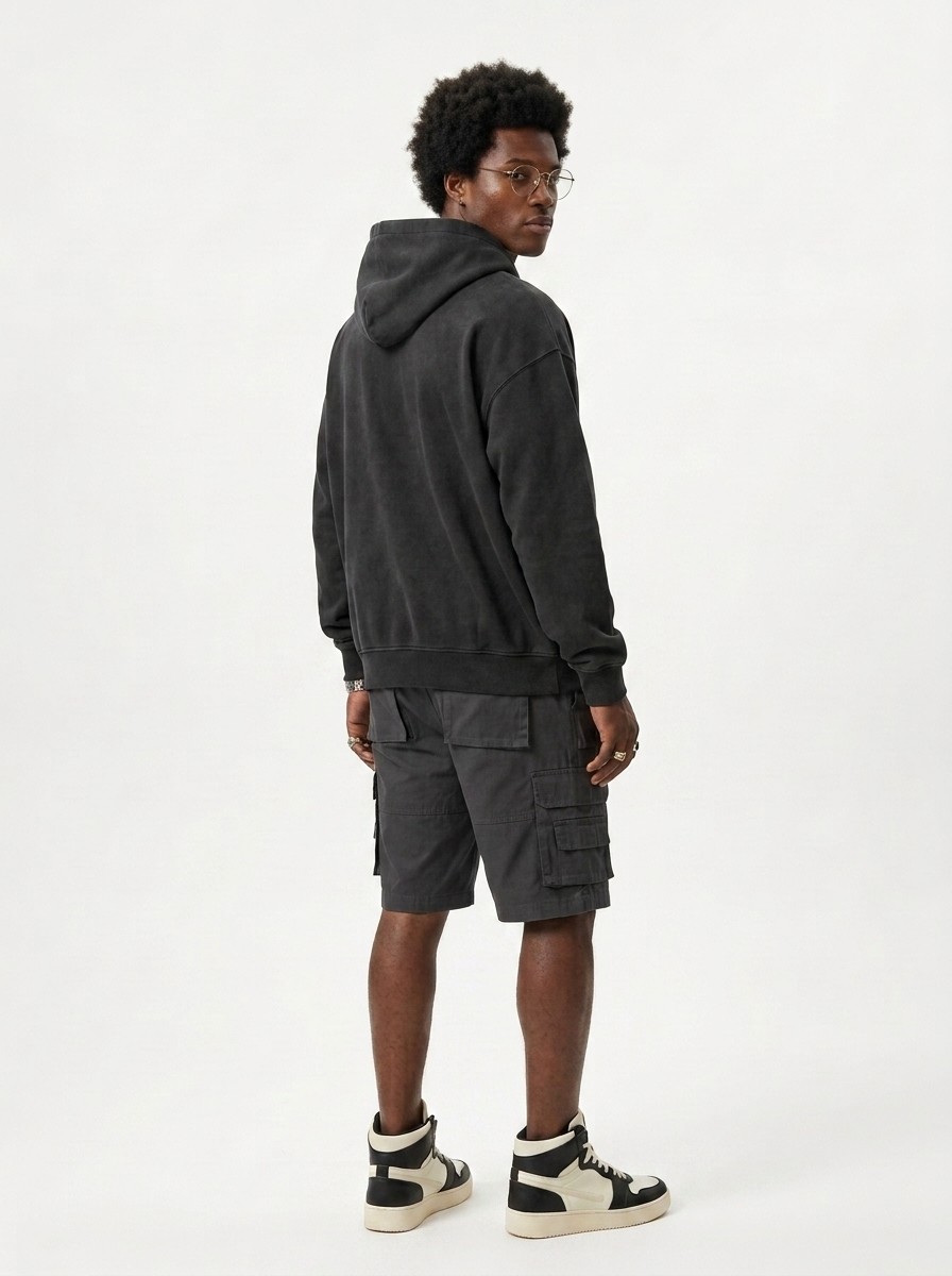 Minimal fashion portrait with black long sleeve styling
