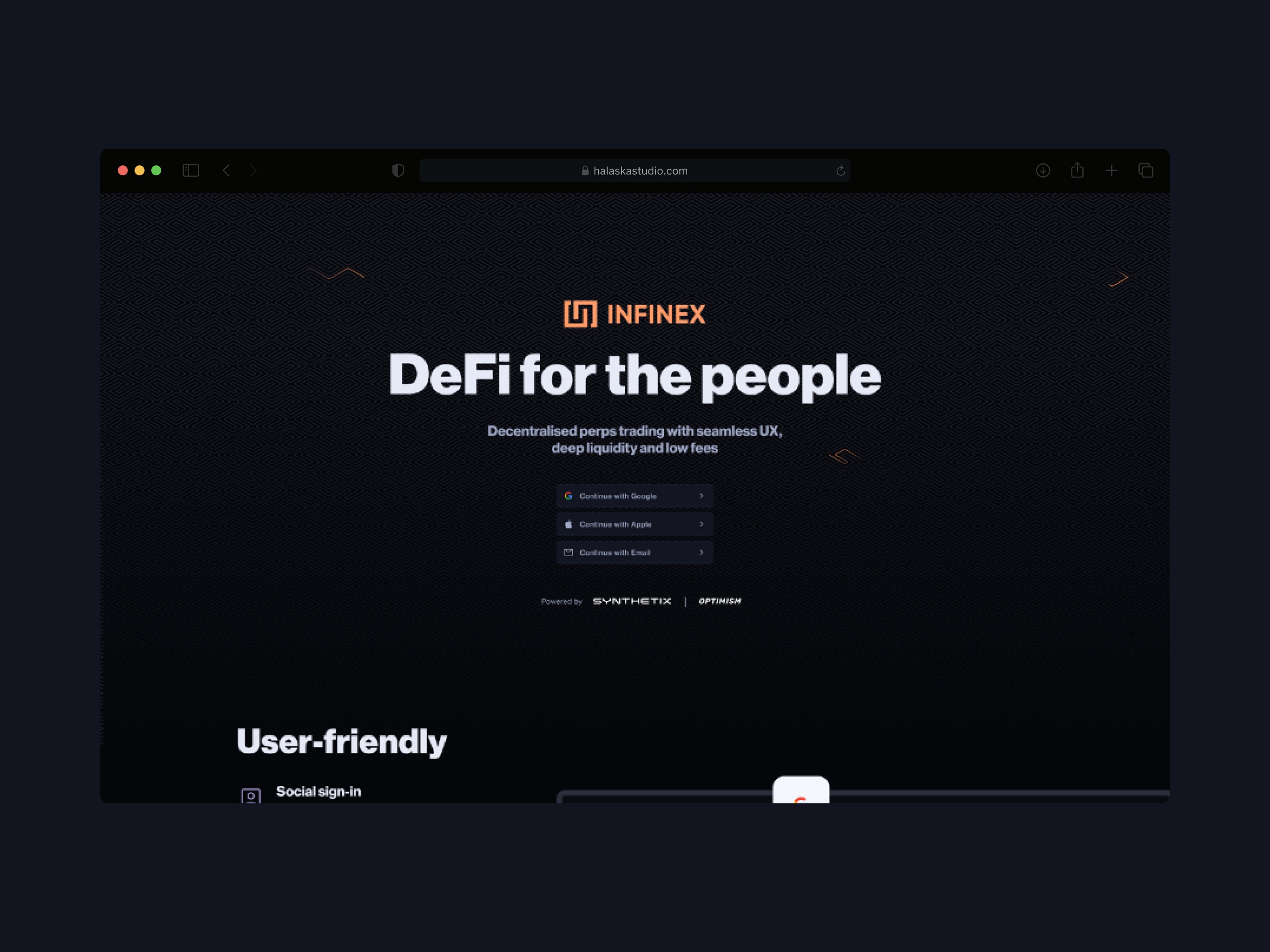 Infinex Decentralized exchange web3 ux design trade