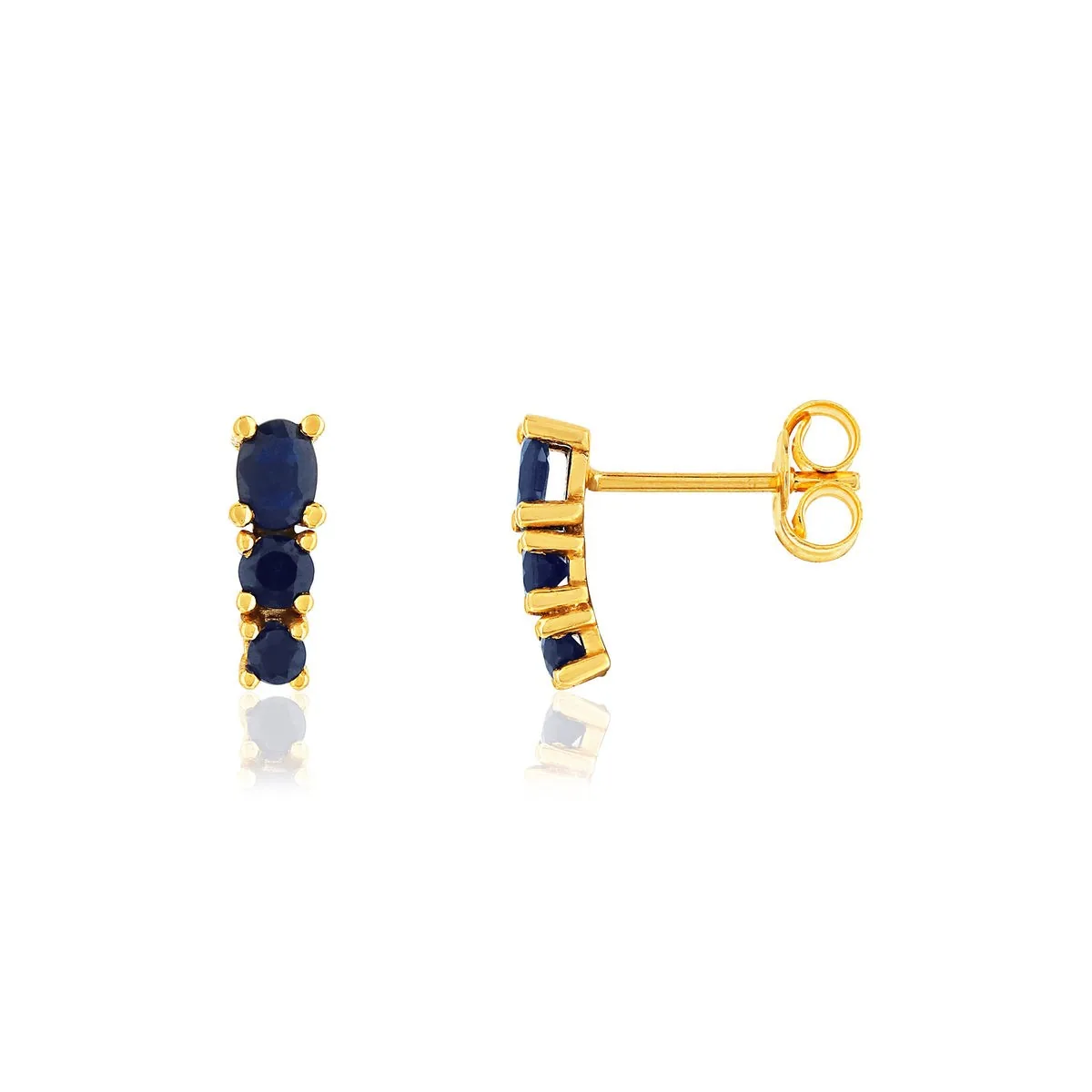 Boucles d'oreilles en or jaune 375 sertie de saphirs