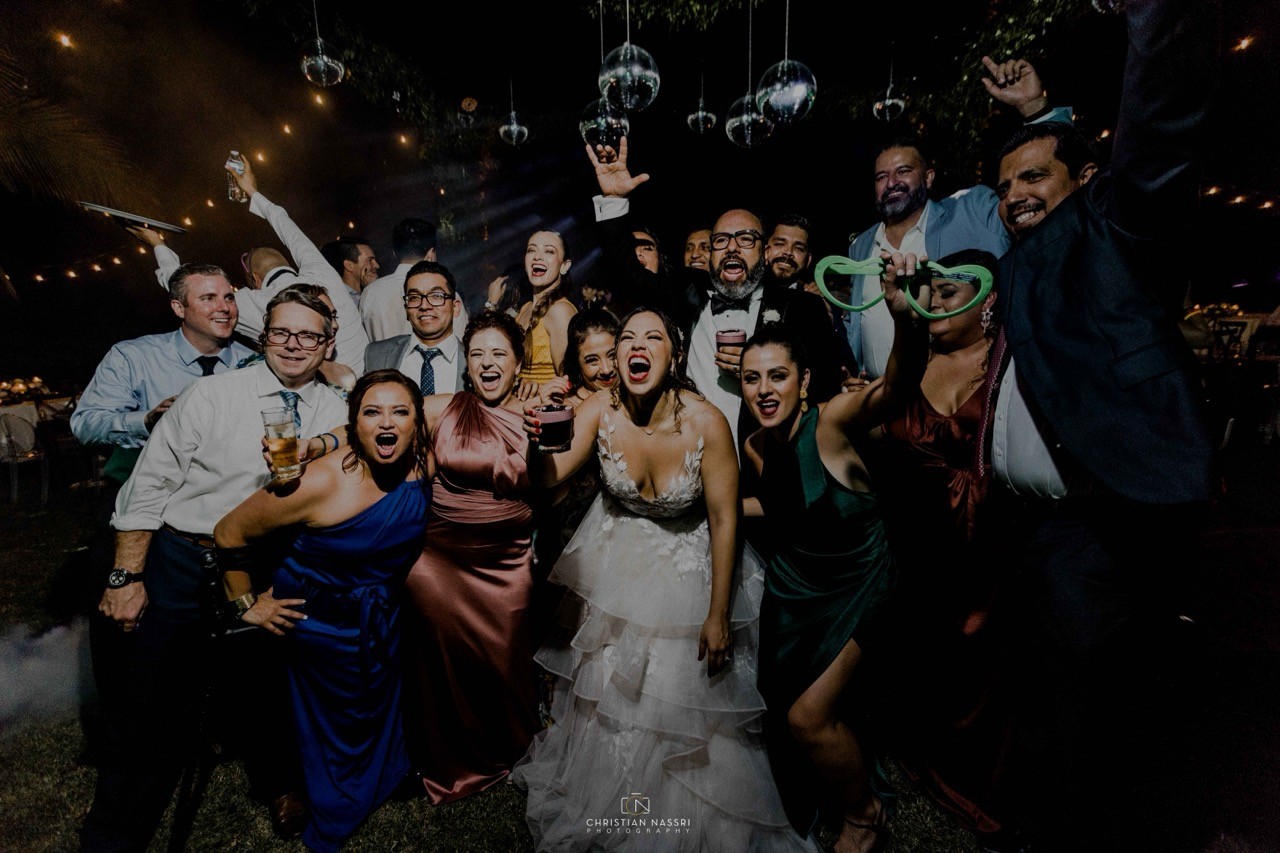 Wedding guests having party in a destination wedding in Punta Mita