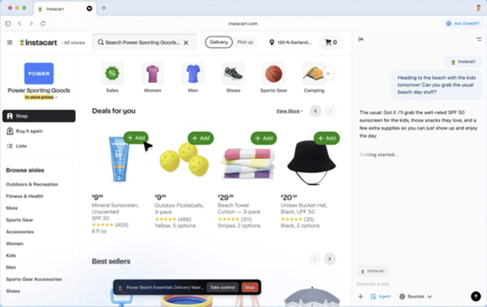 상품 추천을 하는 AI 웹 브라우저. 사진 오픈AI 아틀라스