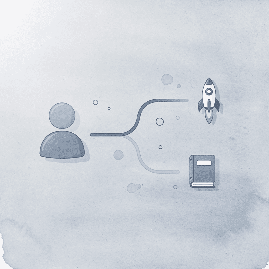 Icon showing trader choosing between small capital and funded capital paths