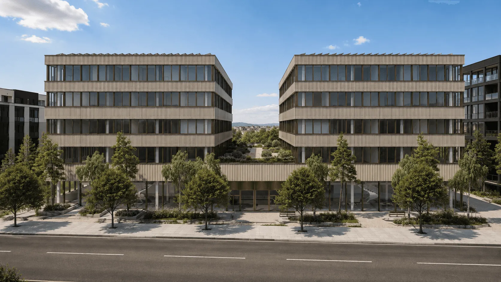 3D render of a whole building