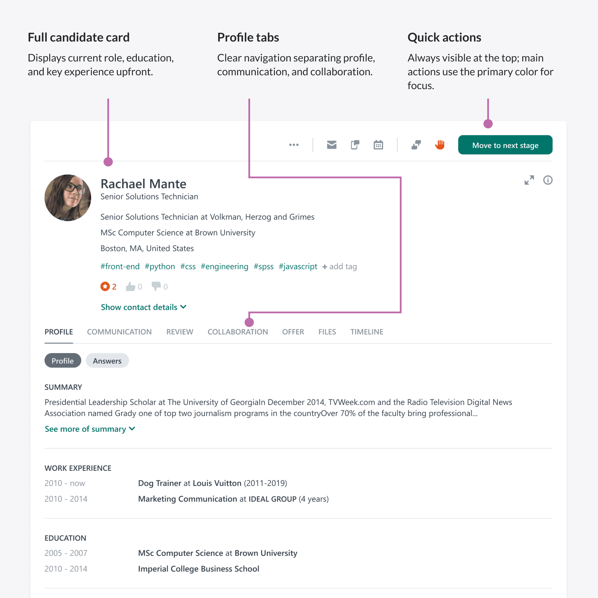 Workable Candidate profile