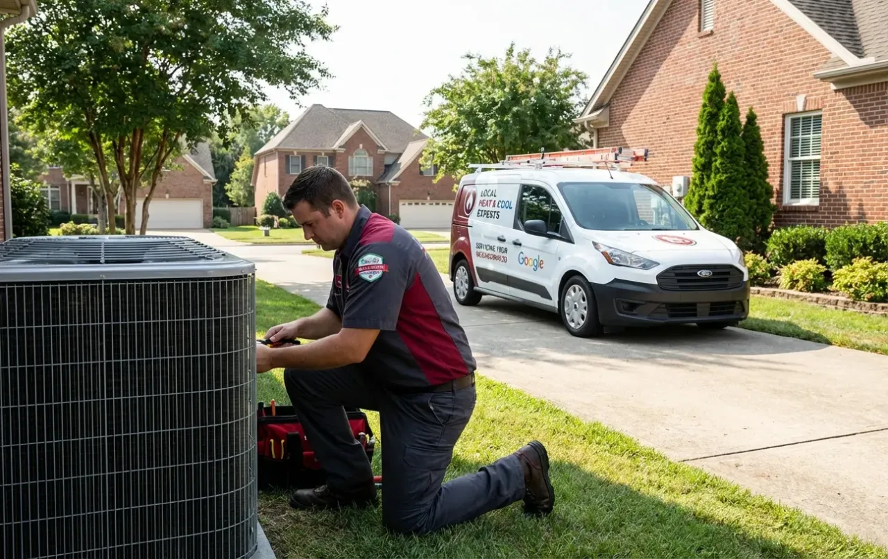 A man fixing a broken up radiator in a garage
