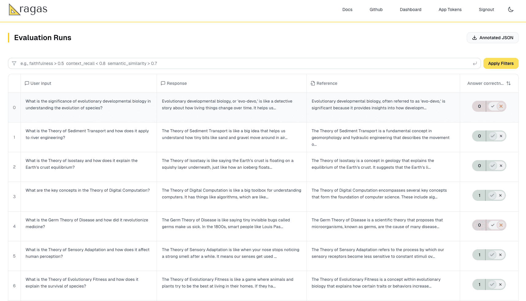 Reviewing and annotating evaluation results