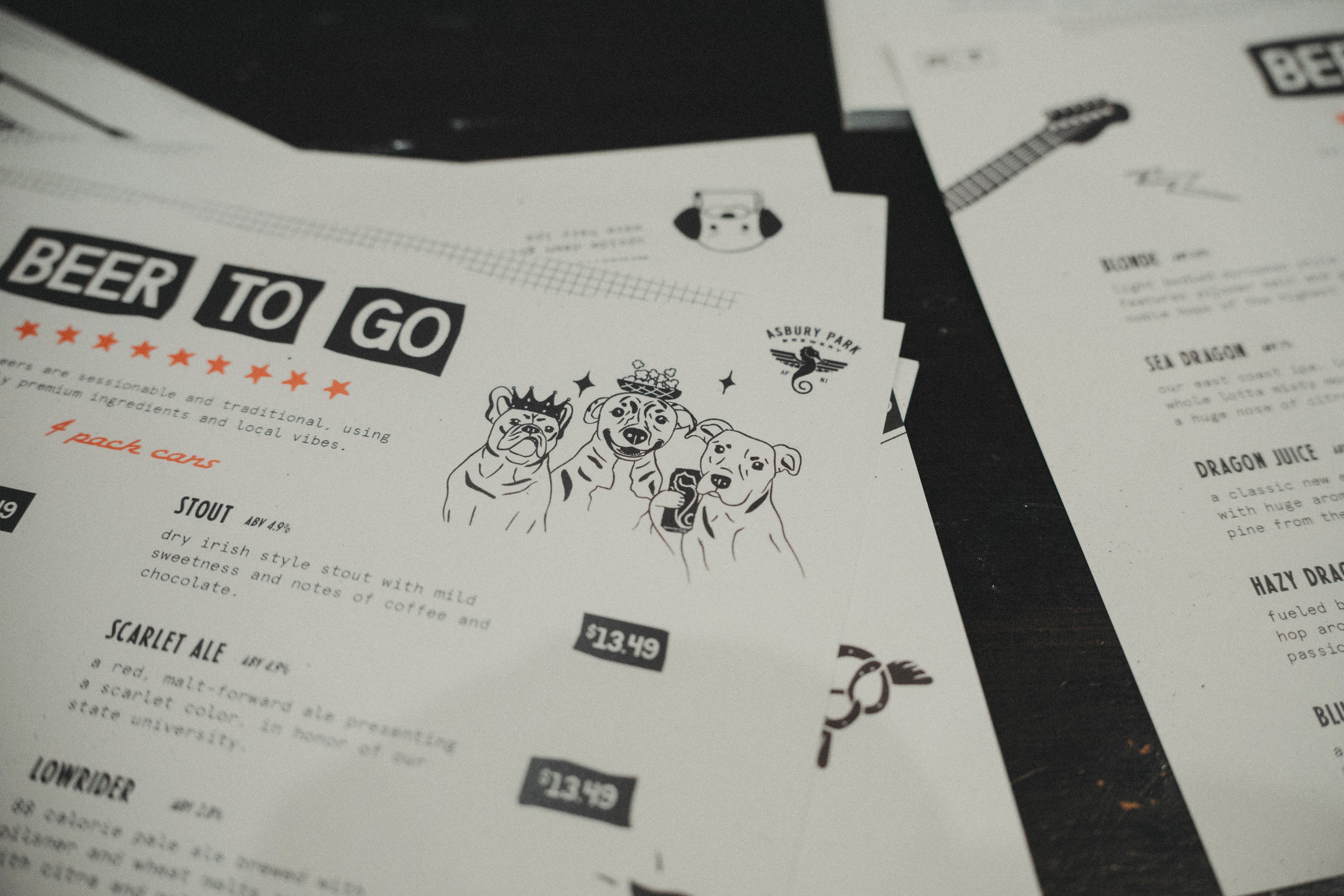 Menu design close-up