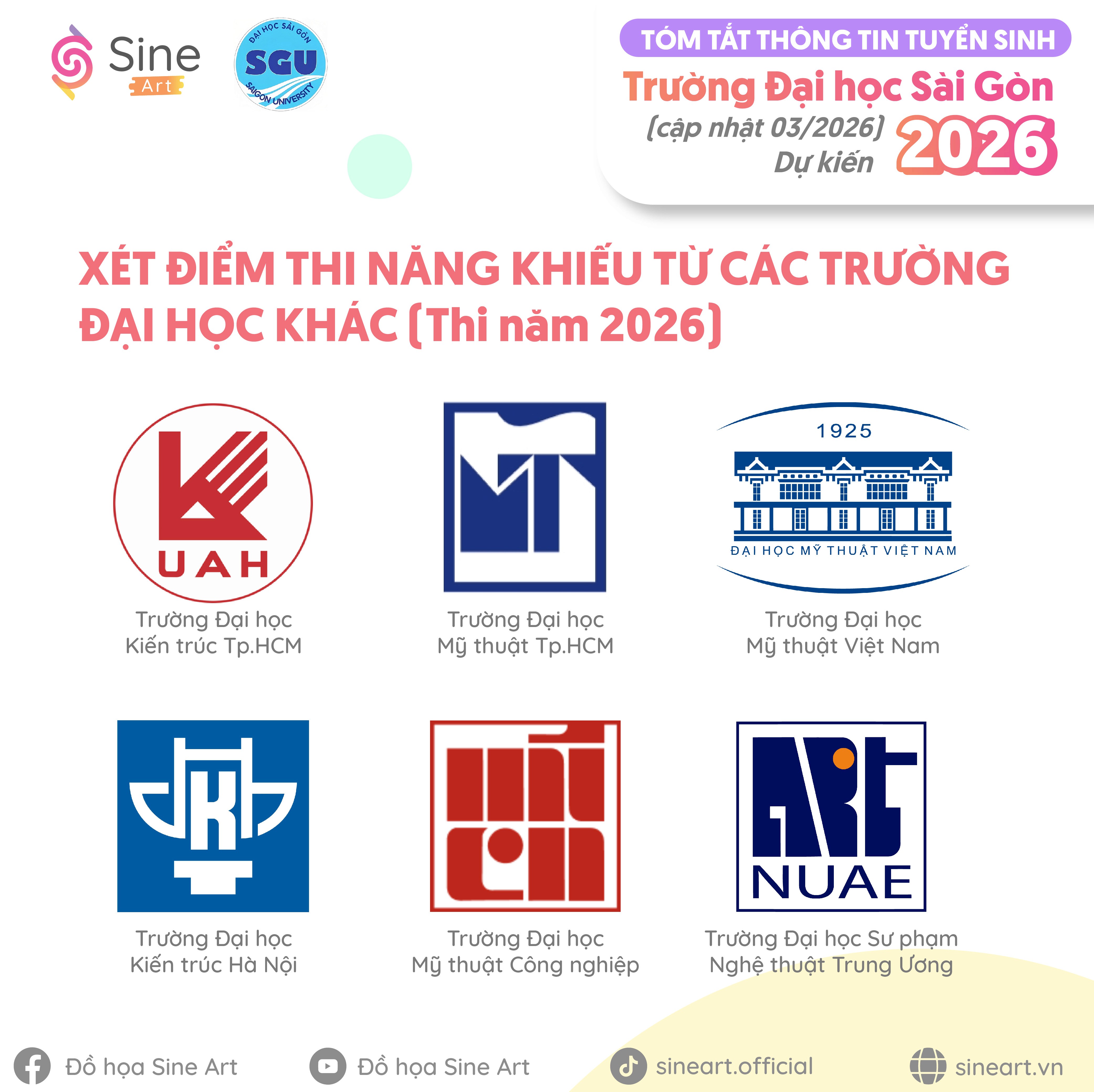 Tóm tắt thông tin tuyển sinh của trường Đại học Sài Gòn năm 2026 ngành Sư phạm Mỹ thuật (Dự kiến - cập nhật 03/2026)