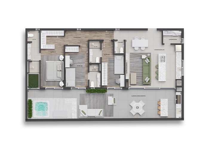 Planta do apartamento Garden 106 — Porto Alto