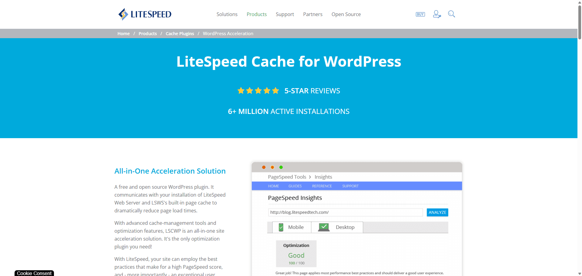 LiteSpeed Cache landing page