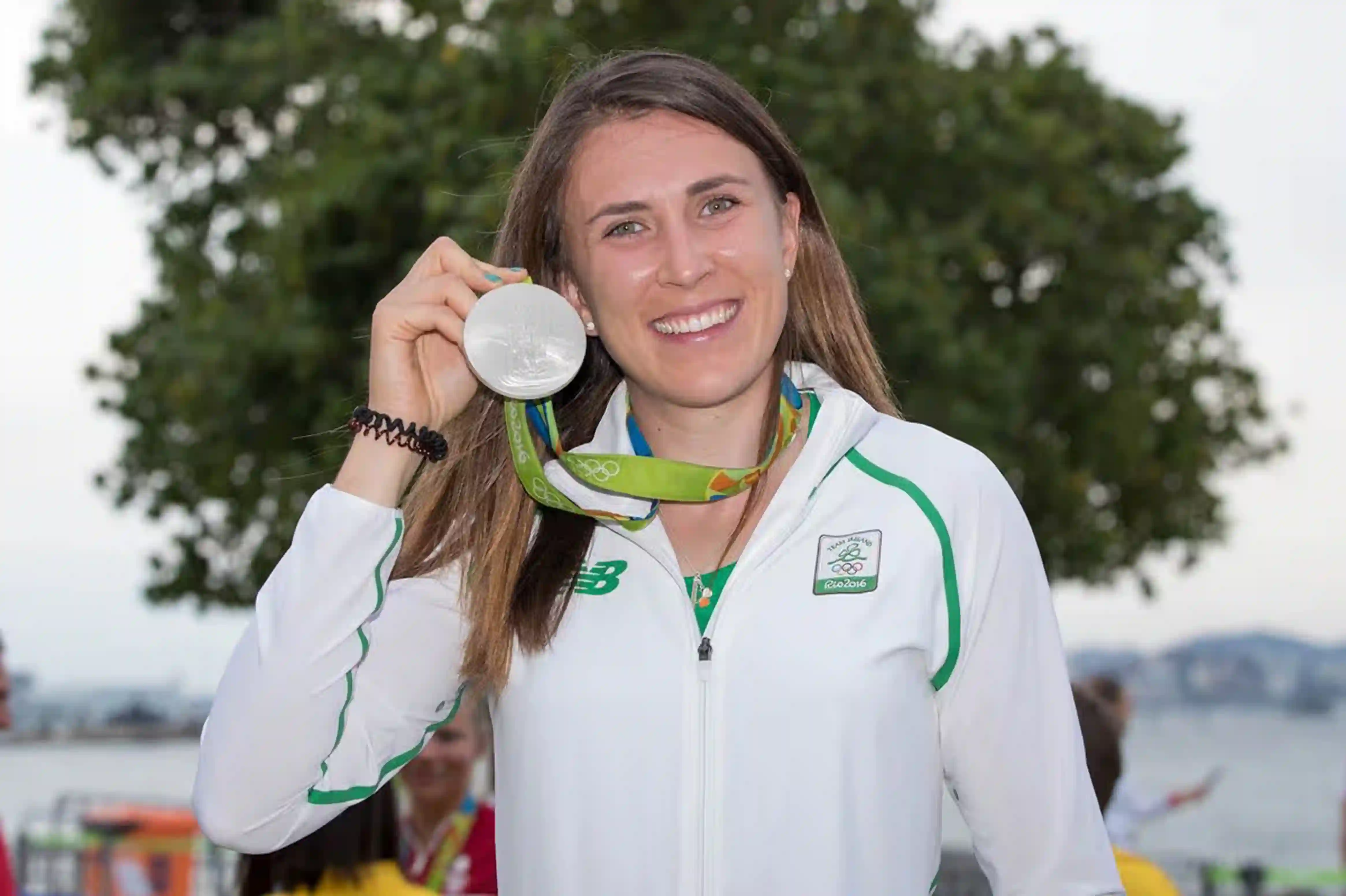 Annalise Muprhy with her silver medal at the olympics