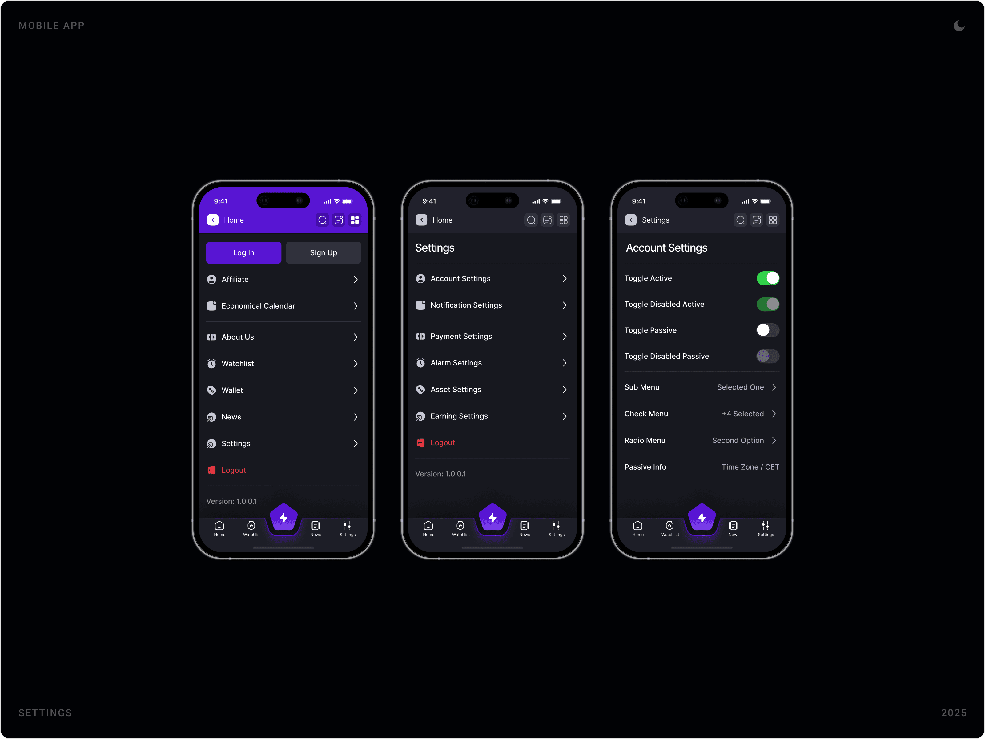 Modern Account Settings Navigation Screen Design