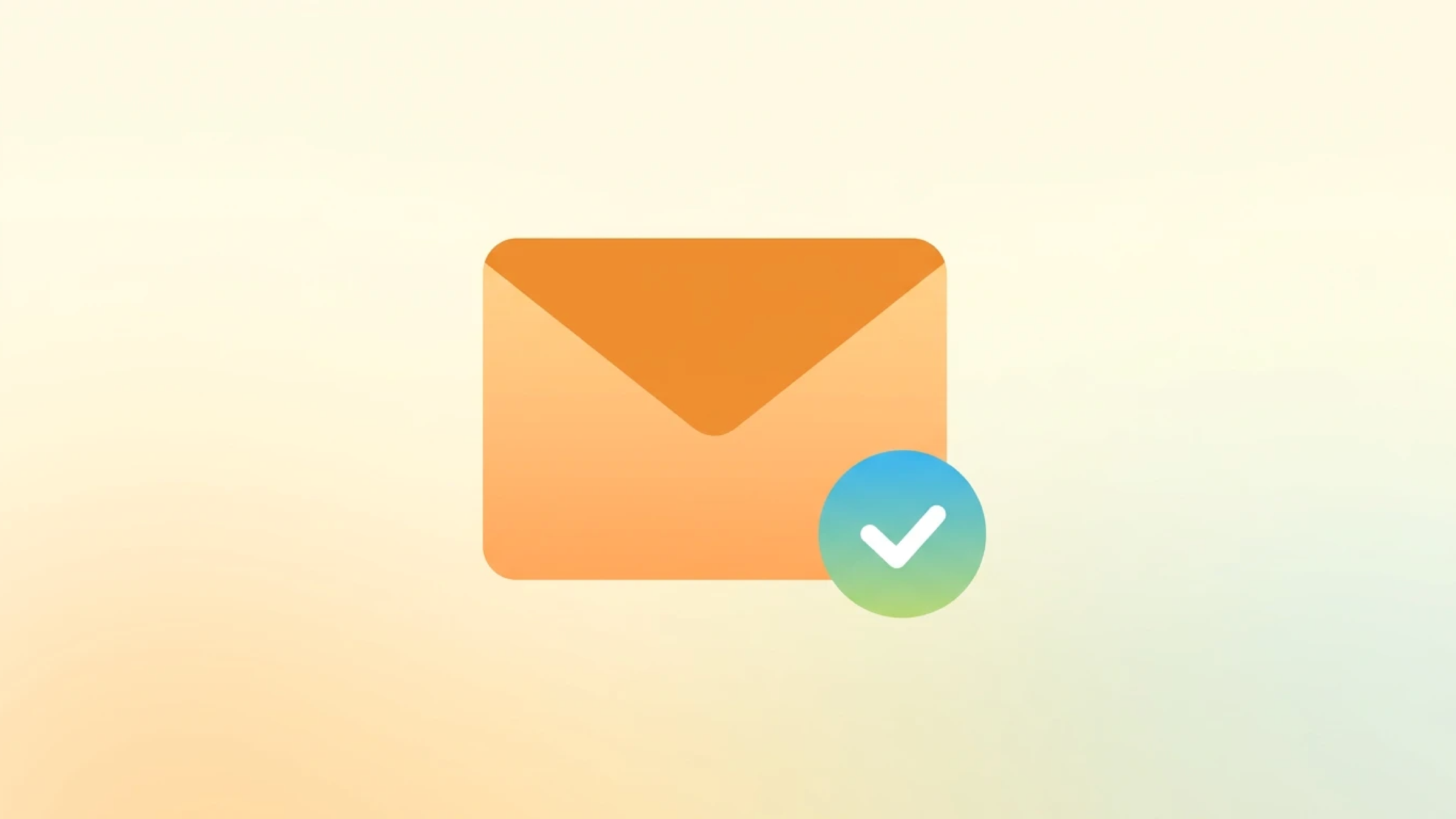 프리랜서 이메일 커뮤니케이션을 상징하는 확인 배지가 붙은 봉투 일러스트, 문의 회신부터 팔로업까지 바로 쓸 수 있는 이메일 템플릿 5종 모음.