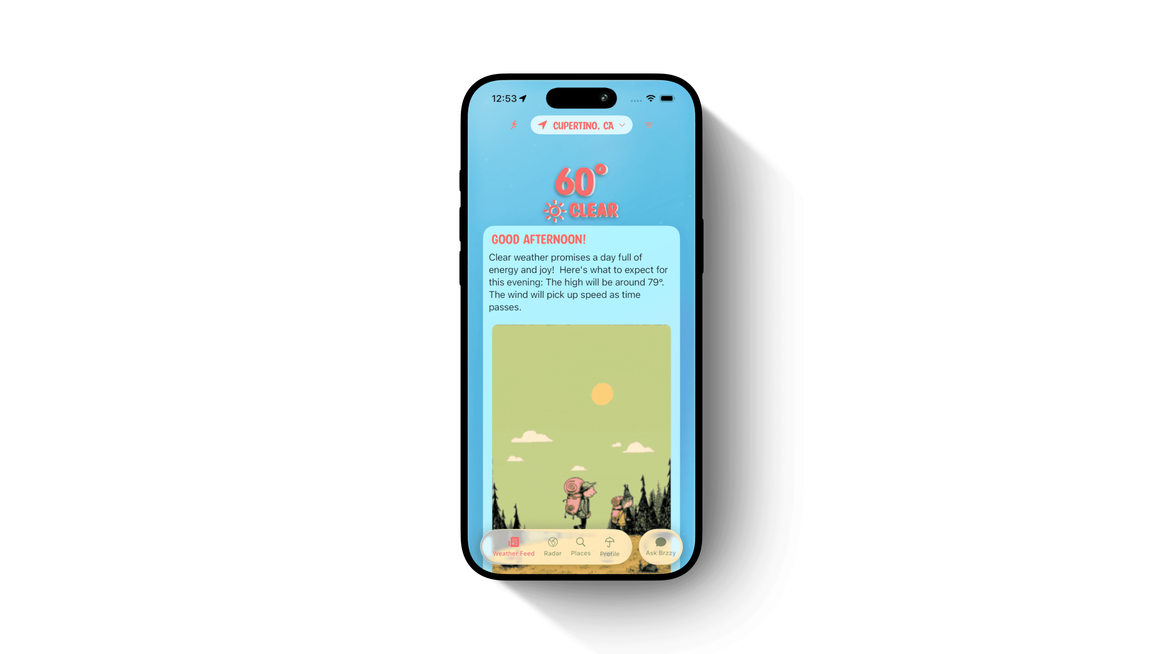 A person downloading Brzzy Weather.