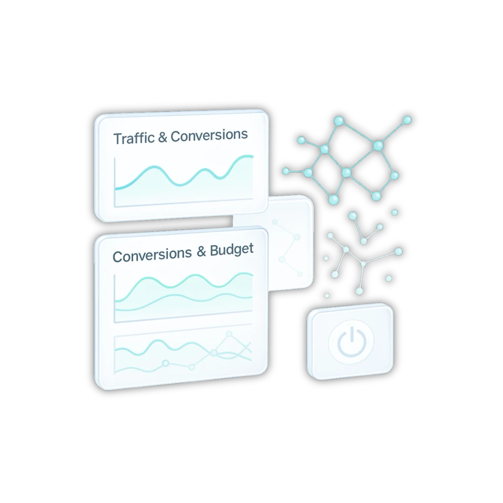 Dashboard mit schlechten SEO Zahlen hinsichtlich Visibility und Conversion Rate 2