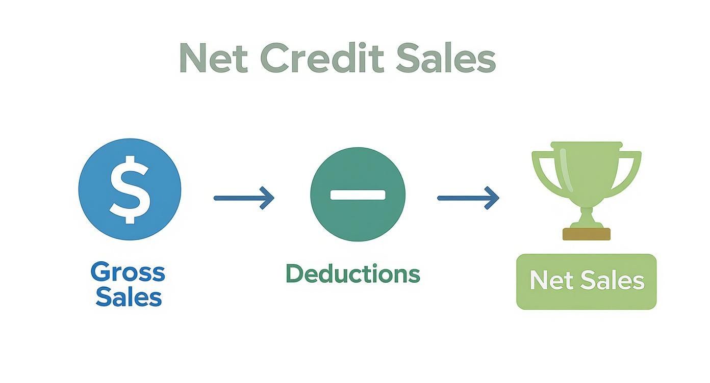 Infographic about how to calculate net credit sales
