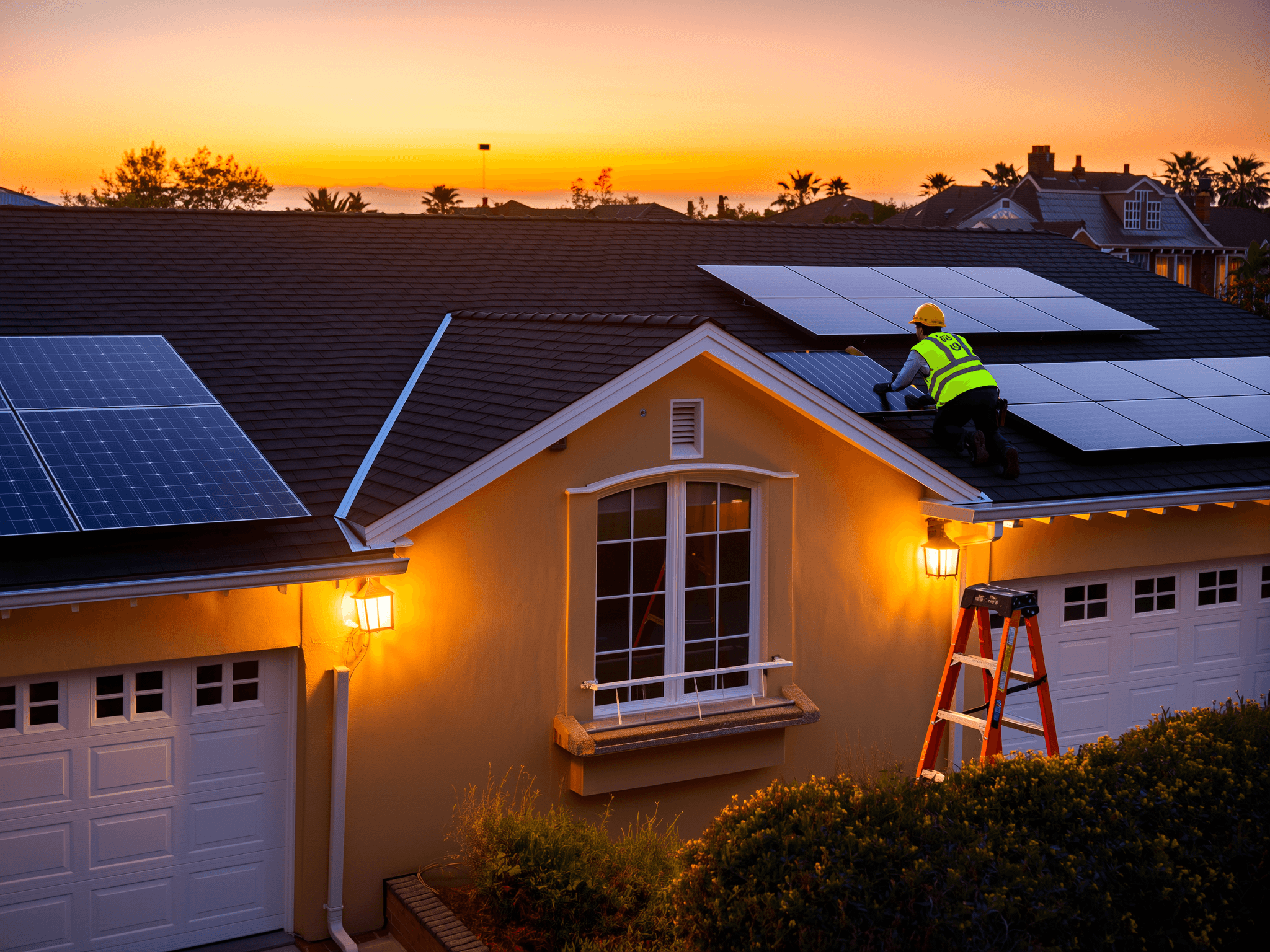 smiling man holding cup and using smartphone