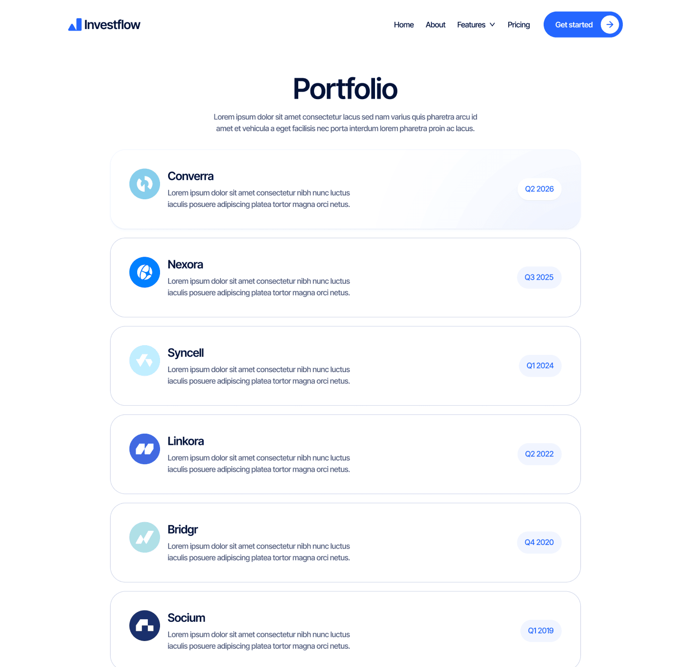 Investflow - Portfolio V3 Page - Investment Firm Framer Template