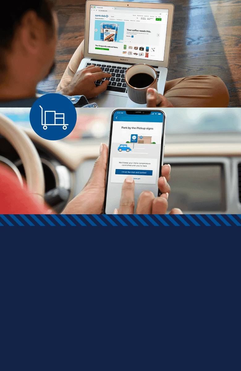 Imagen de un trabajador de Sam's Club que presta el servicio de Curbside Pickup poniendo las compras en el auto de su cliente