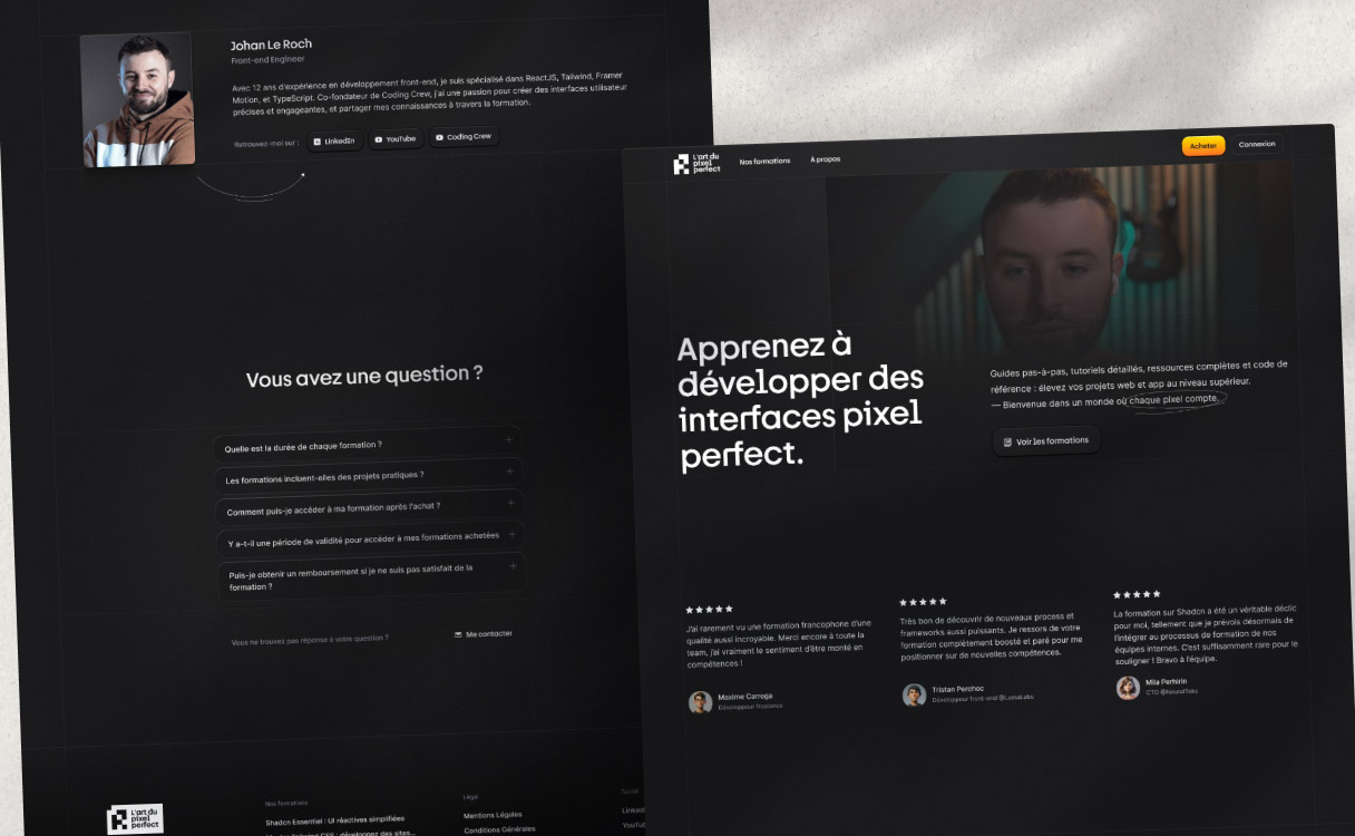 L'Art du Pixel Perfect, development course brand and webdesign