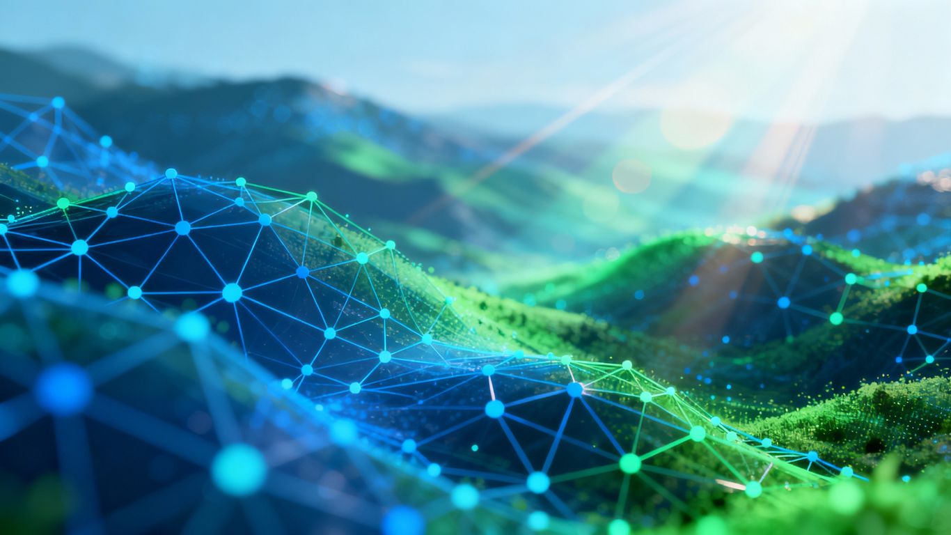 Interconnected nodes symbolizing business growth and subdomains.