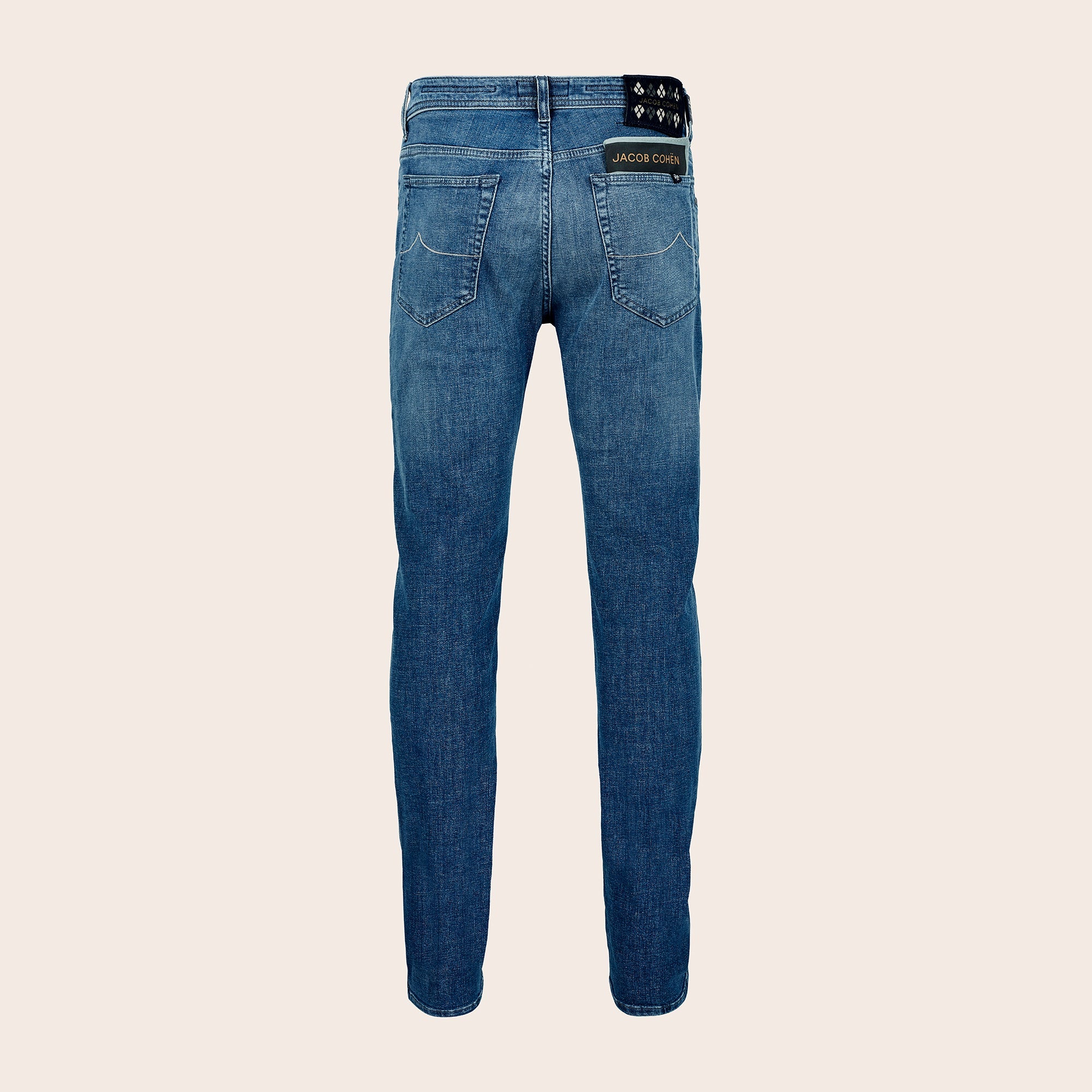 Bard Slim Fit Pony Skin Jeans in Medium Blue - Mandelli UK