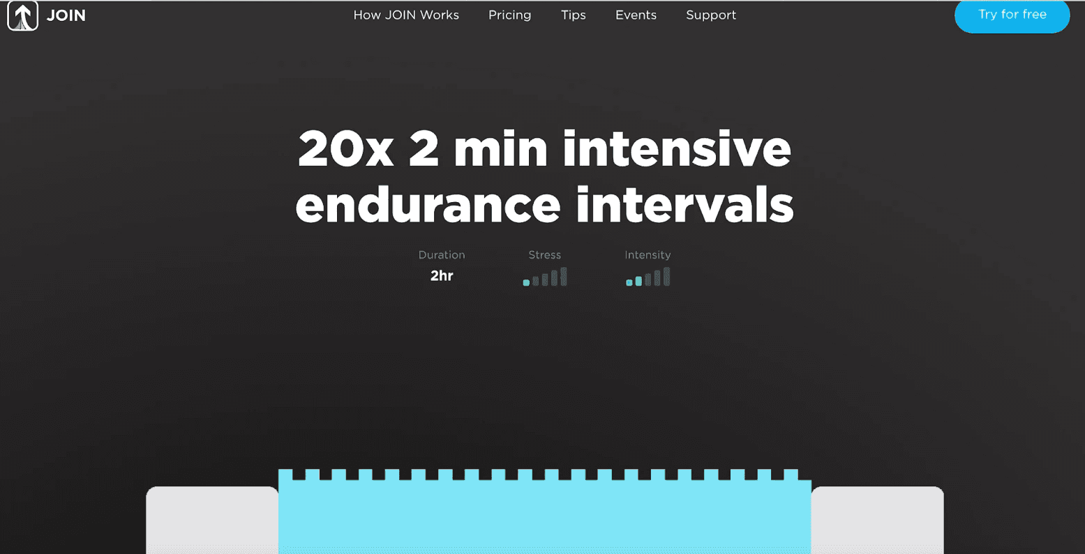 Screen image of 20 x 2 minute Intersive Workout