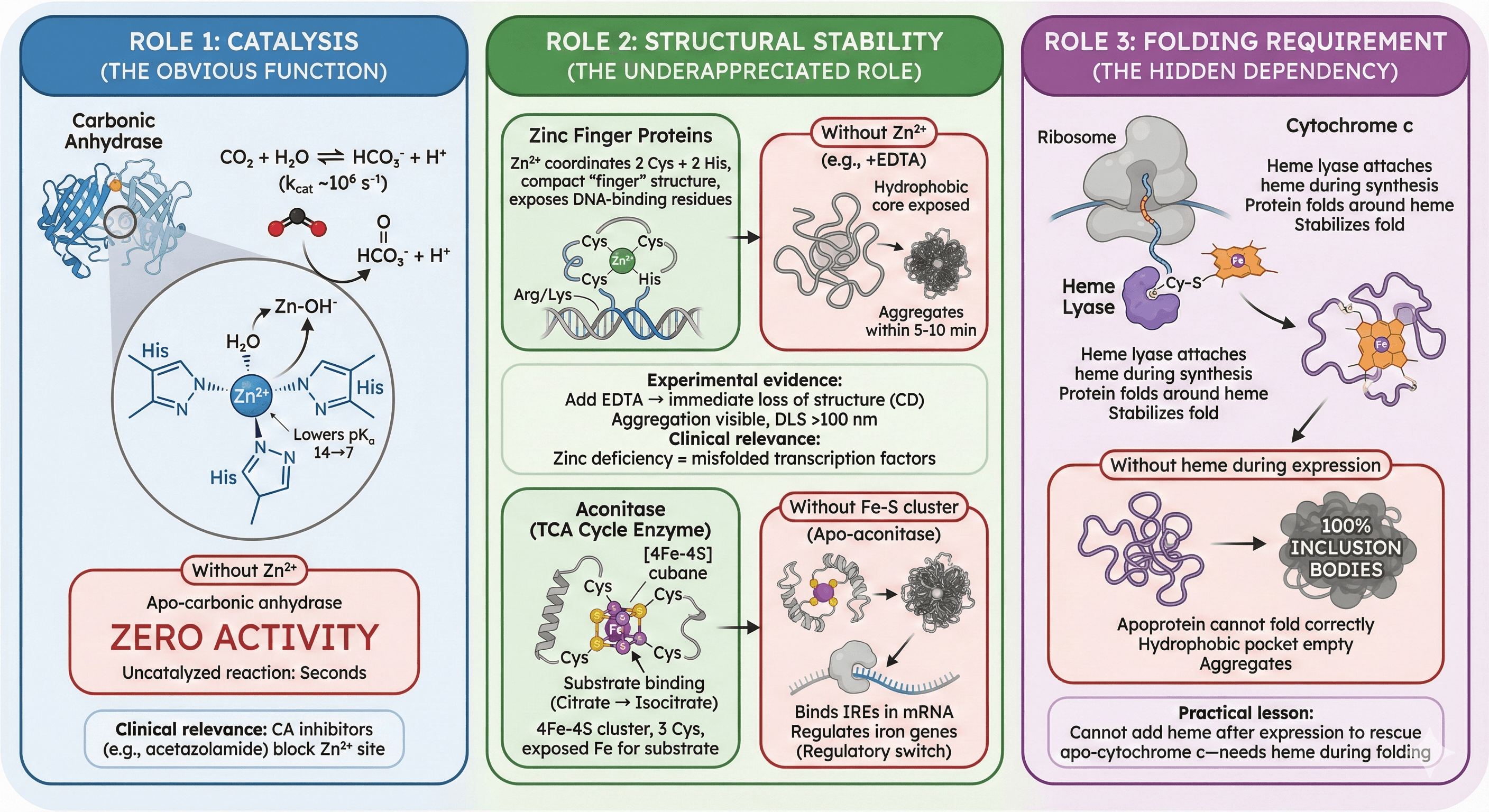Diagtam Showing Catalysis, Structural Stability, and Folding Roles of Cofactors