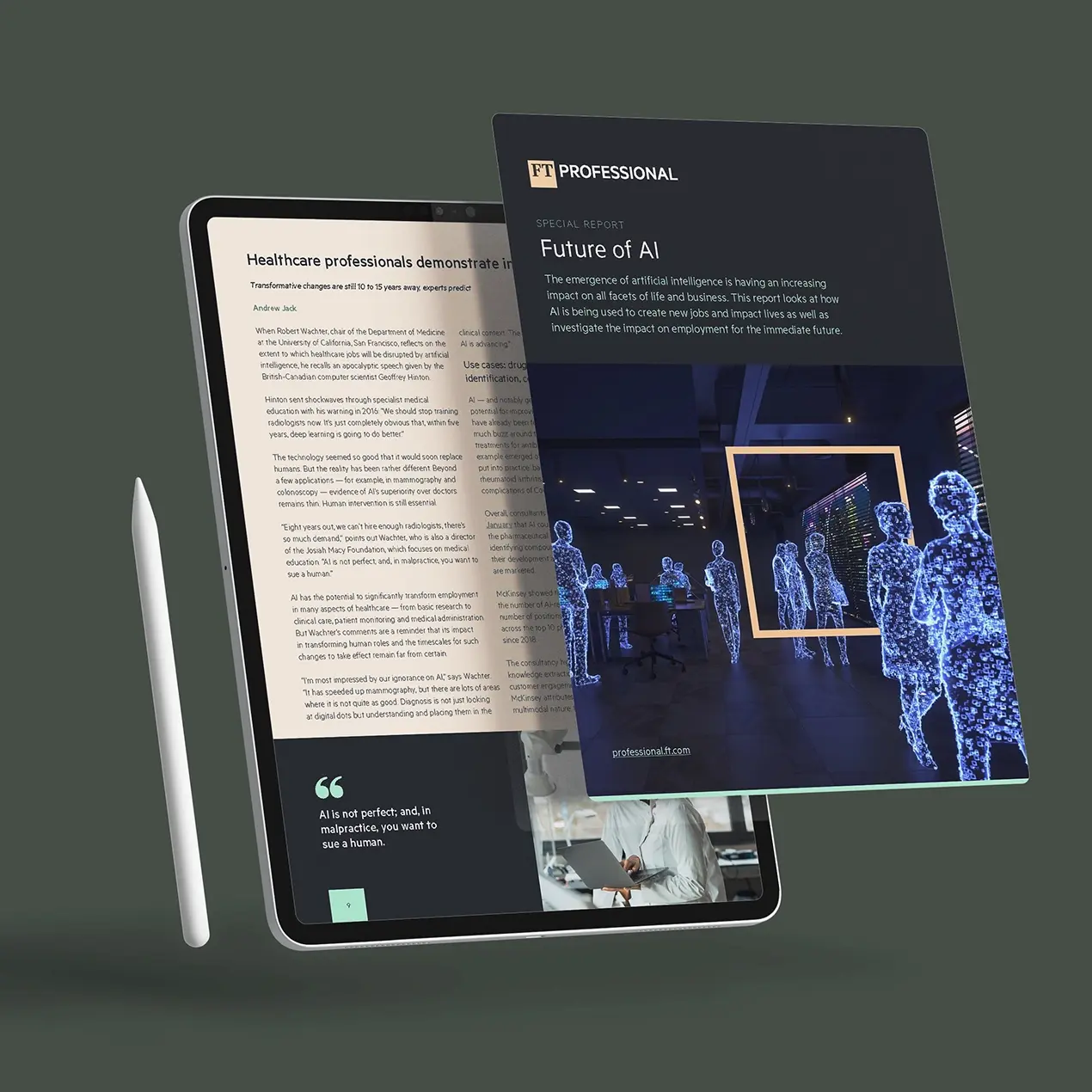 Financial Times report design shown on ipad