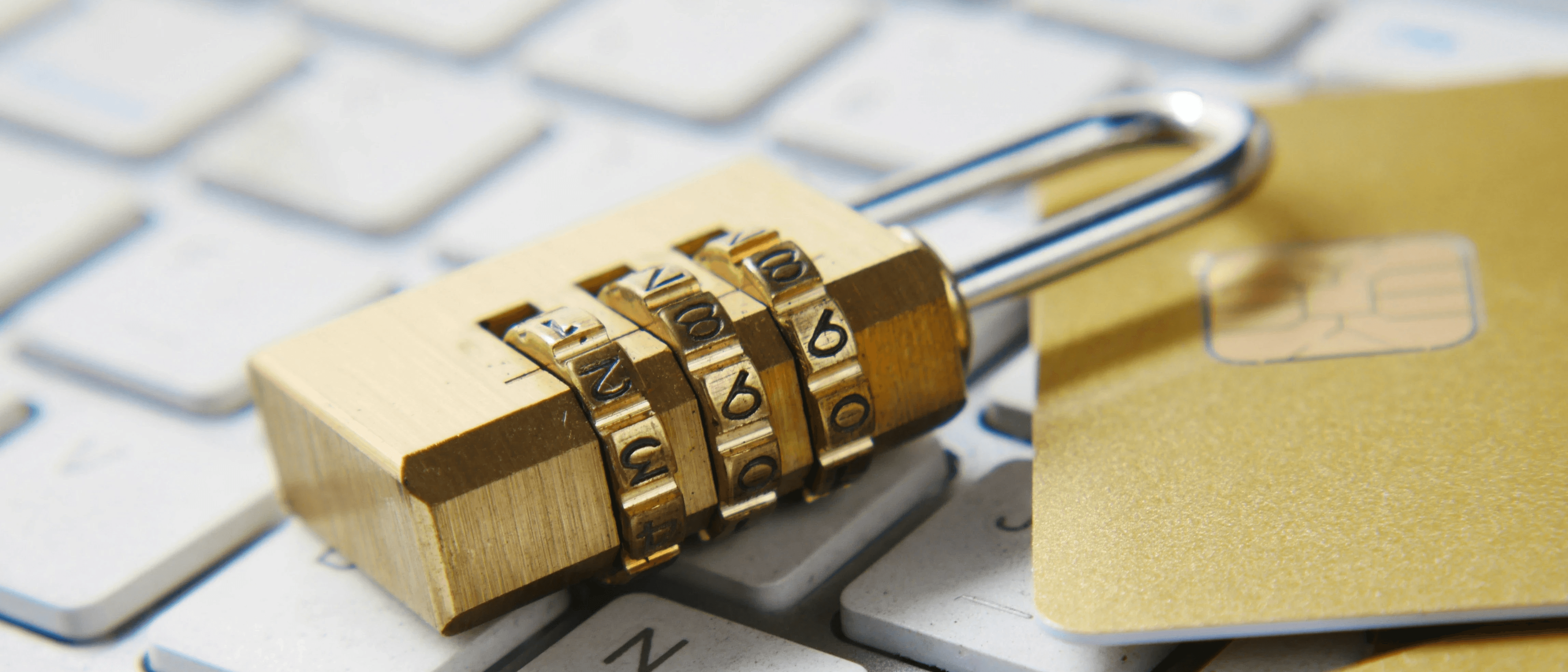 Padlock on keyboard representing secure online payments and patient data protection