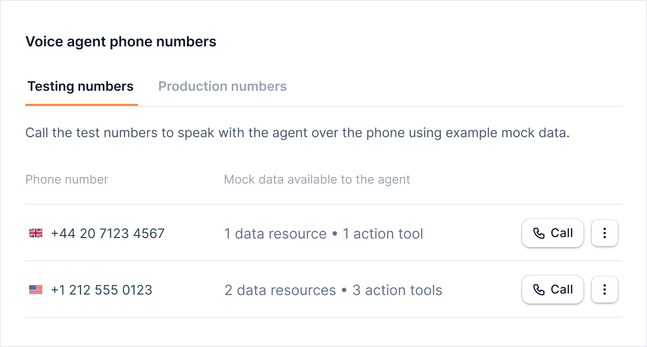 Gradient Labs voice agents testing numbers