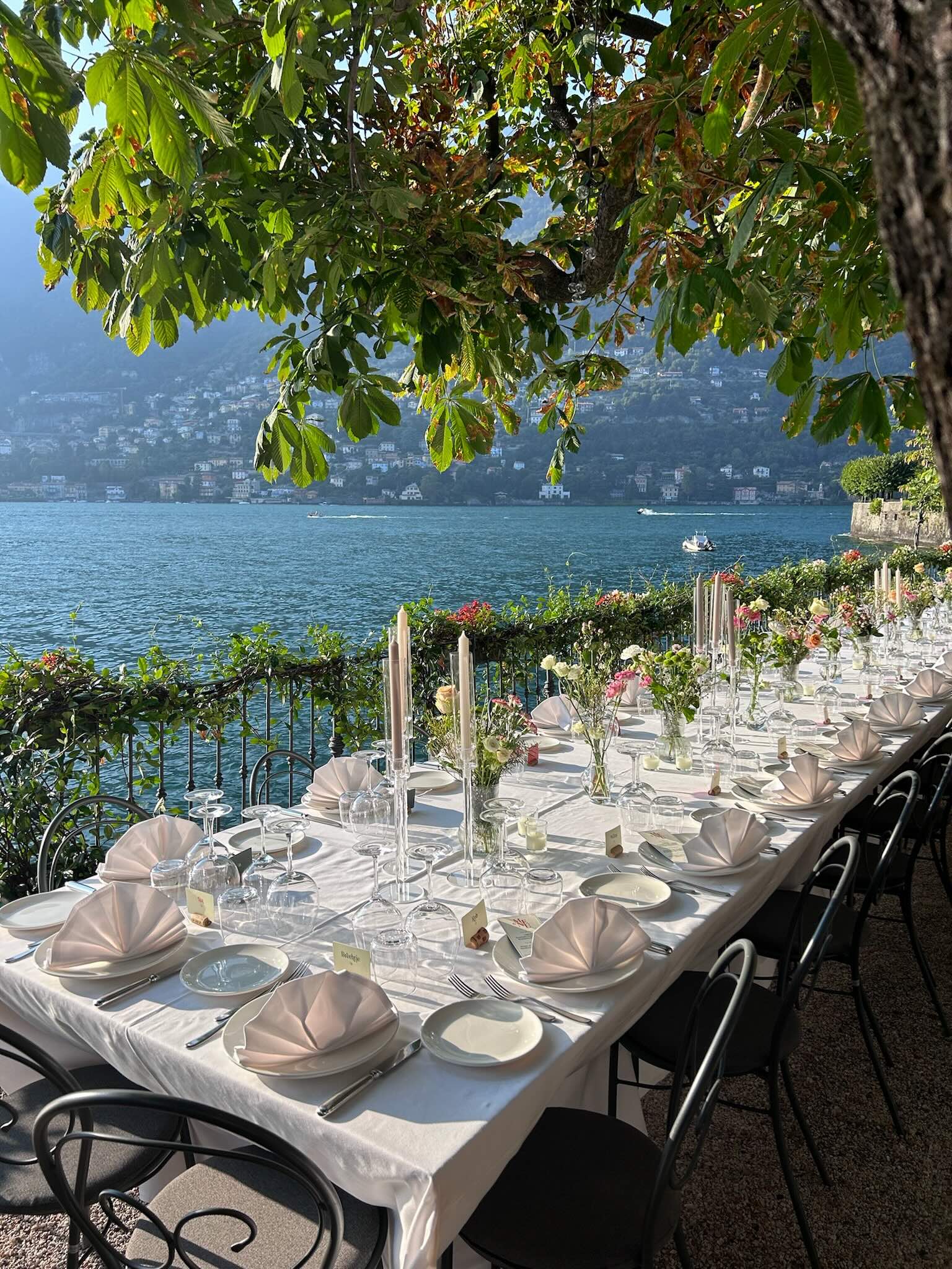 set table on Hotel Vapore Torno's terrace