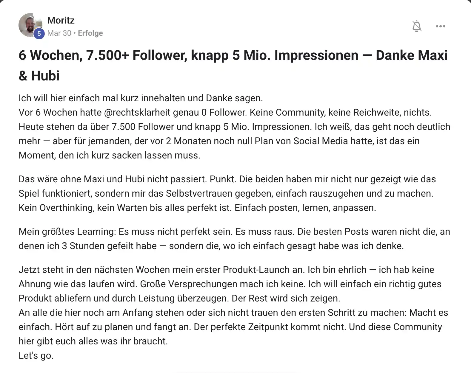 Erfolgsbericht KI Creator Akademie: Moritz wächst in 6 Wochen von 0 auf über 7.500 Follower