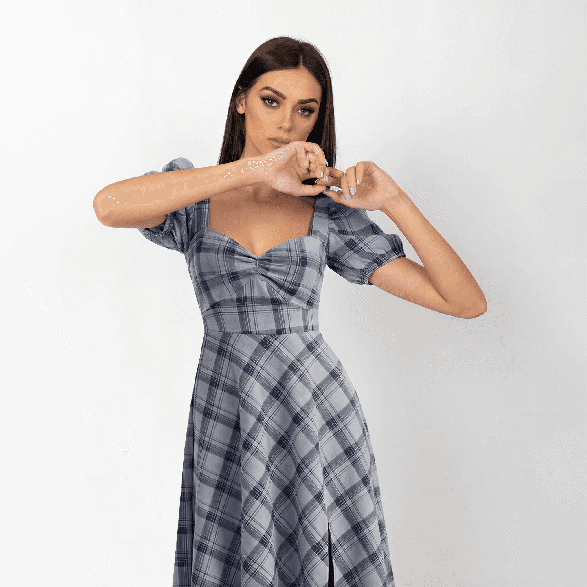 Nicky Ivory Plaid Model