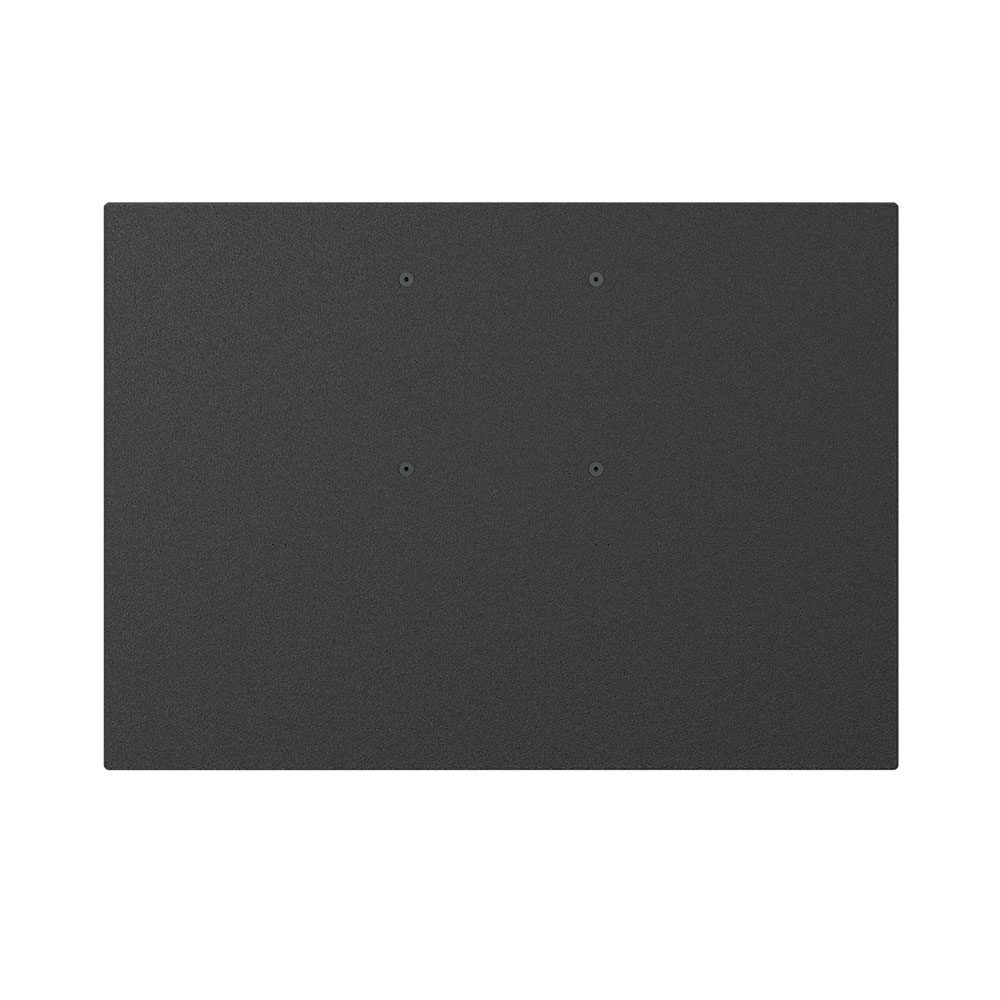 Gray panel with four screw holes.