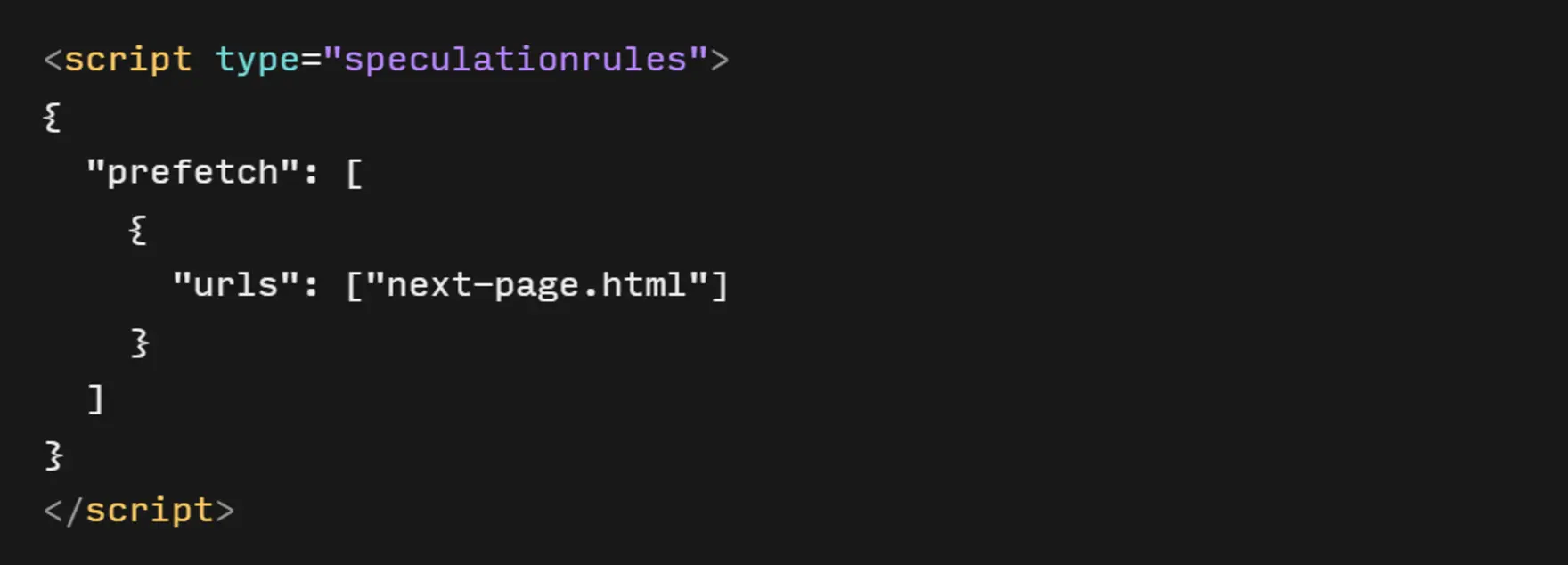 Script element for basic Speculation Rules