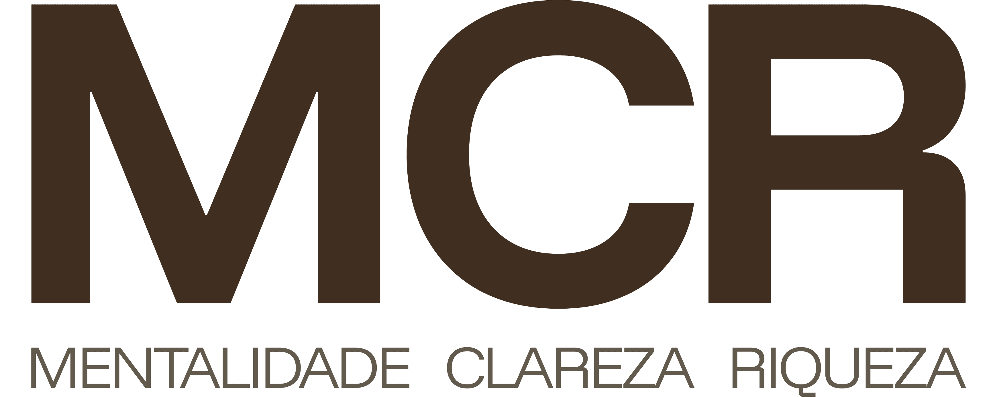 Text reading MCR, bold dark brown font on a white background.