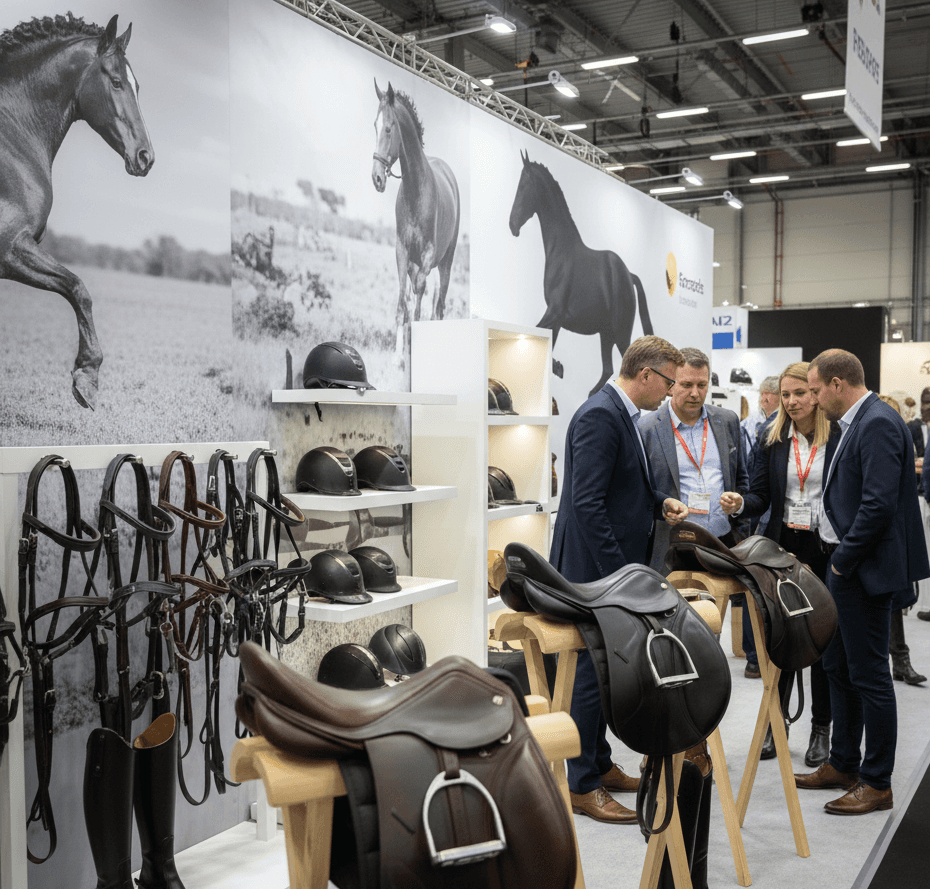 Saddles, bridles, and riding equipment showcased at spoga horse 2026 equestrian trade fair in Cologne