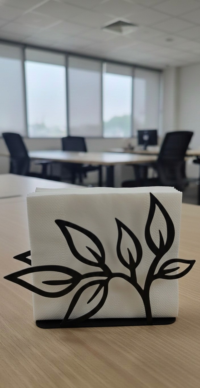 Handcrafted metal leaf design napkin holder