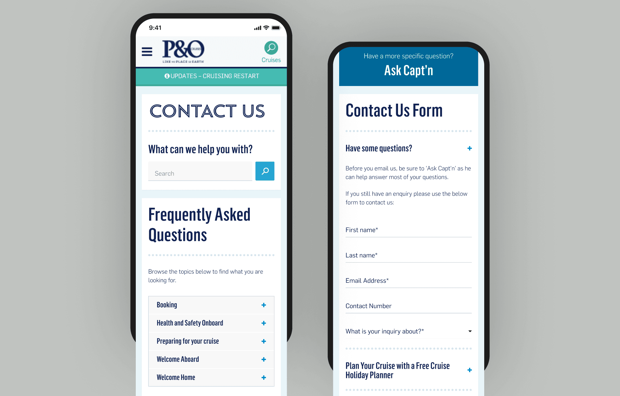 Mobile screens of concept 1