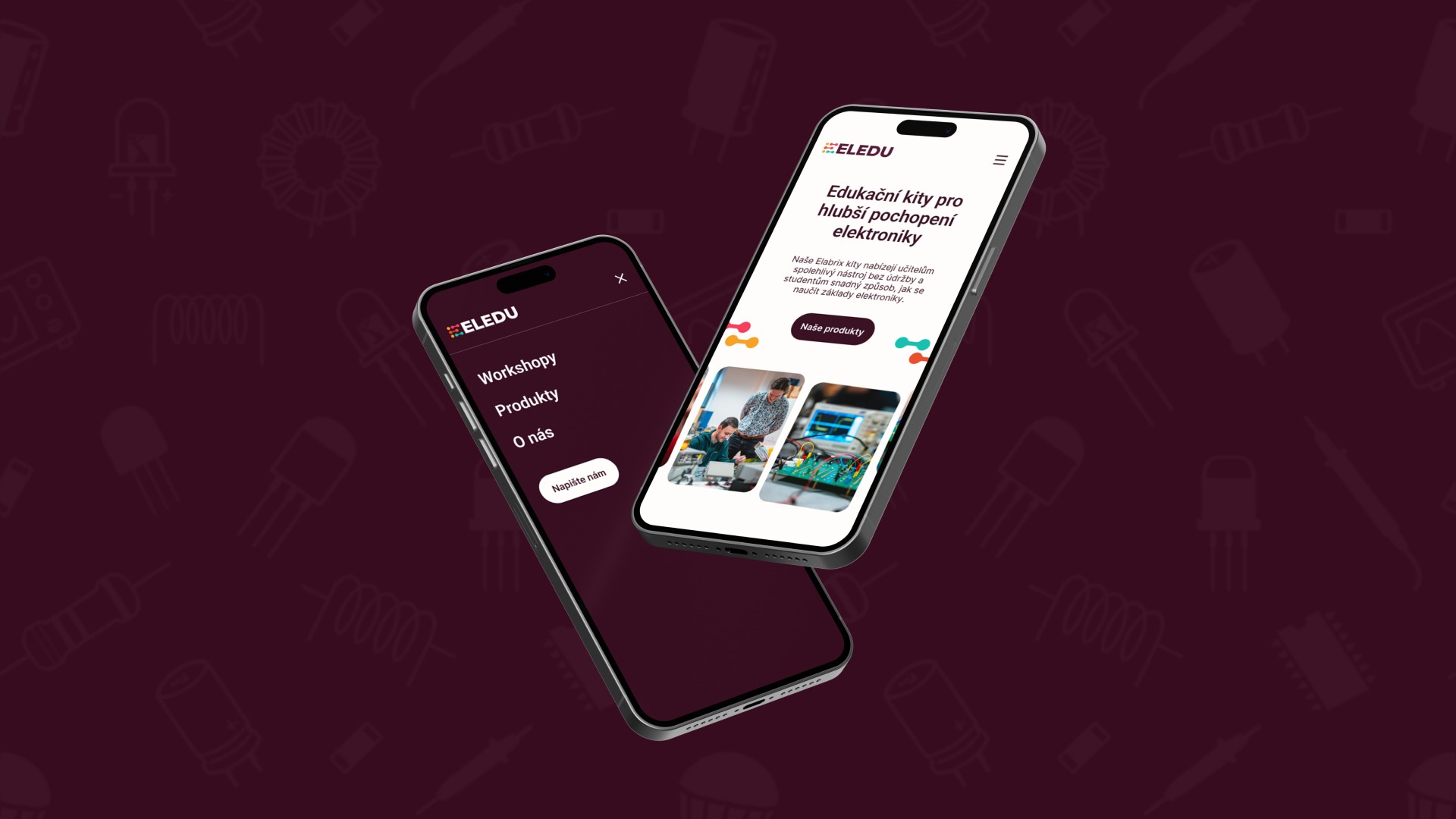 Dva telefony zobrazující web Eledu