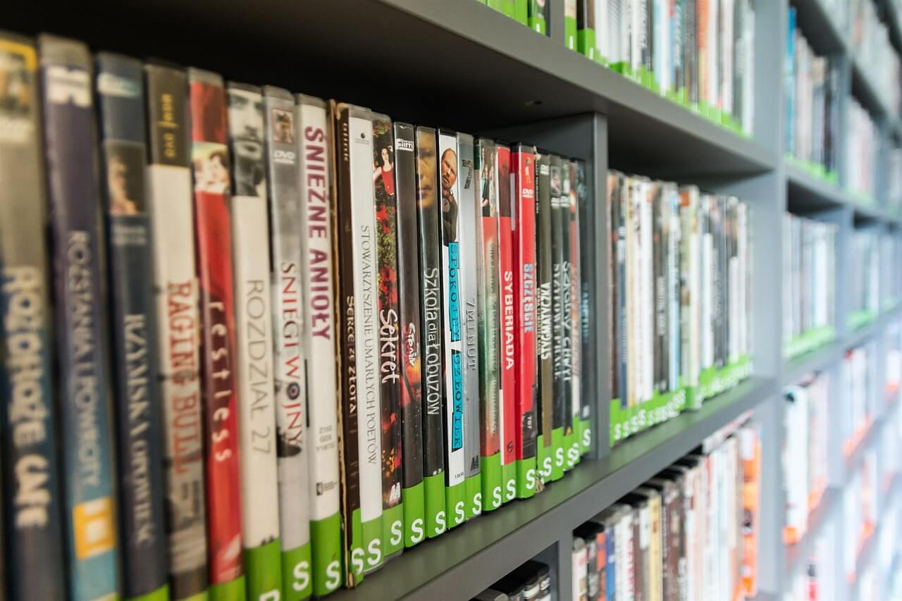 DVDs on shelf