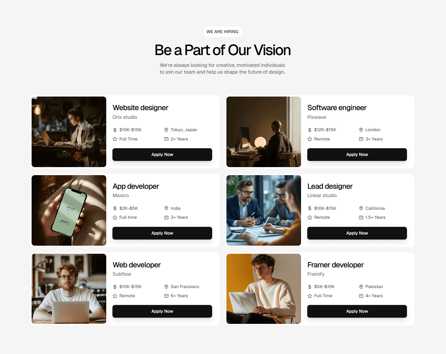Framer Career Index Component