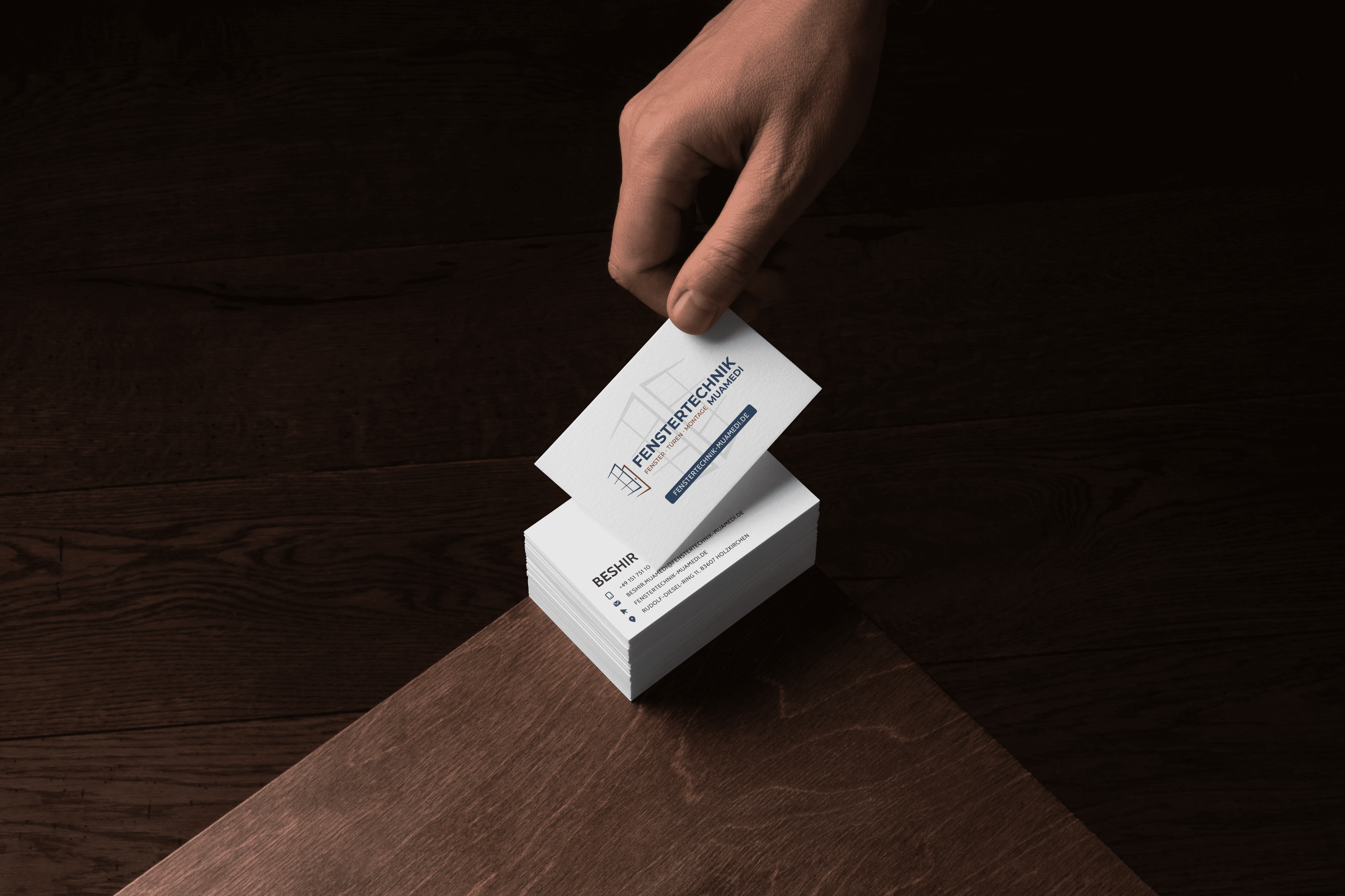 Muamedi Fenstertechnik aus Raum München, Holzkirchen Visitenkarte