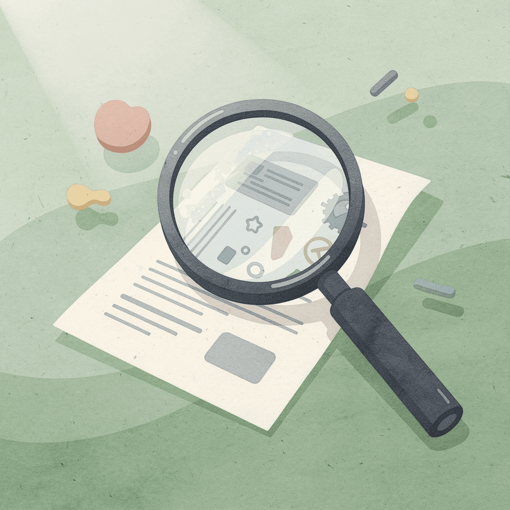 Magnifying glass examining a tool to represent looking beyond marketing claims to real