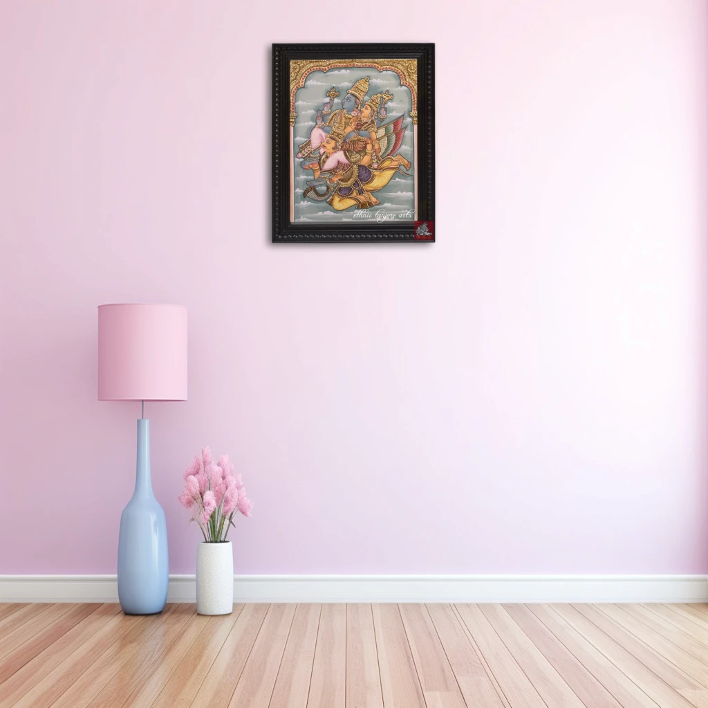 Antique Garuda Sevai Tanjore Painting